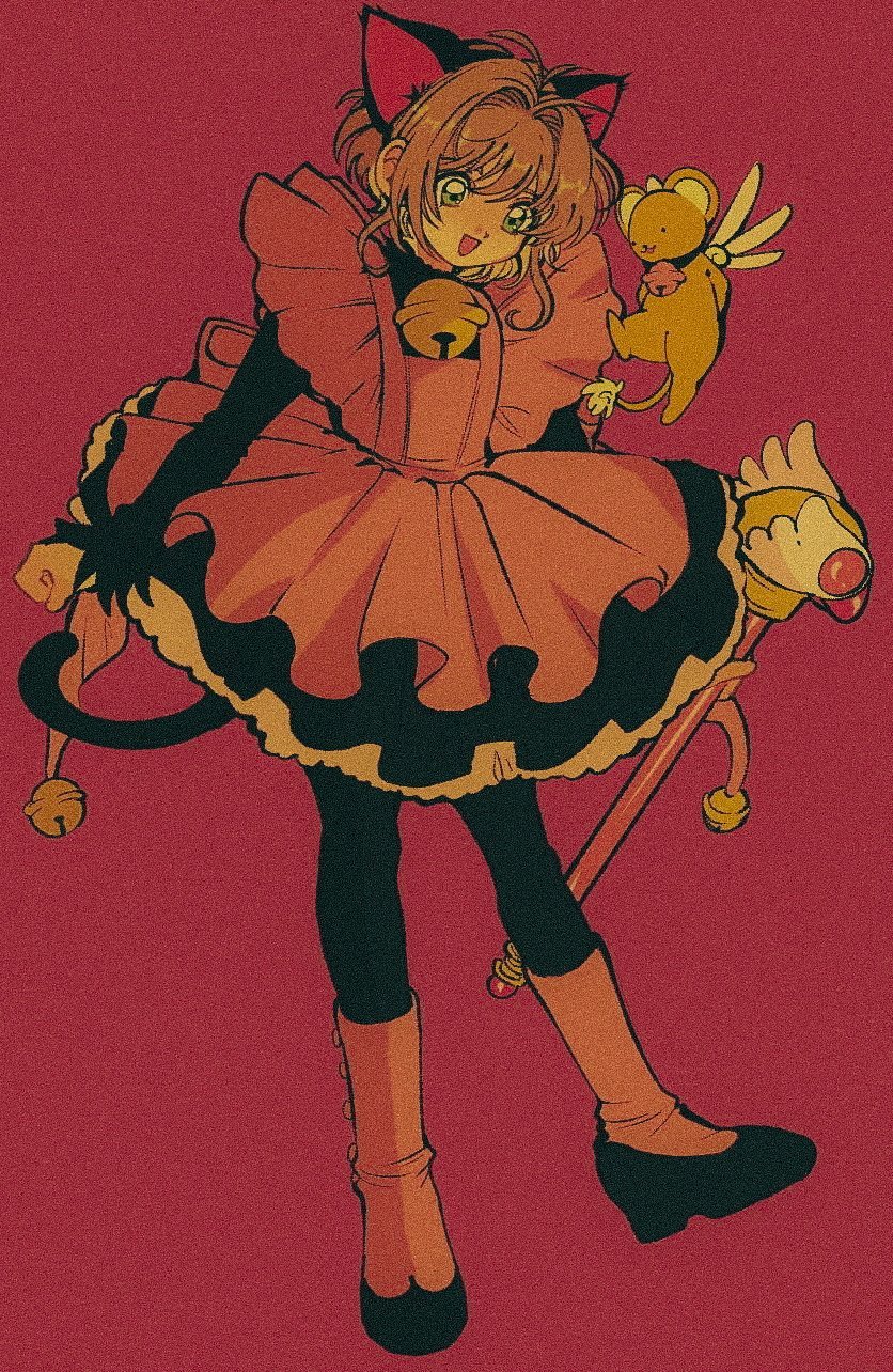 kinomoto sakura and kero (cardcaptor sakura) drawn by pikurusu