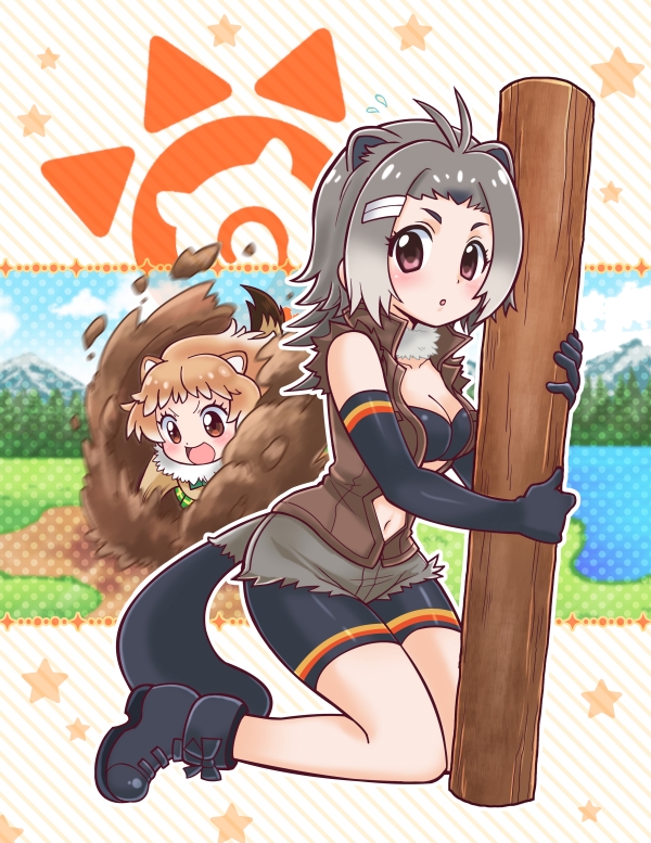 american beaver and black-tailed prairie dog (kemono friends) drawn by nanjou_akimasa