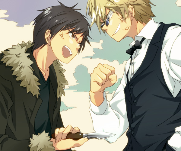 orihara izaya and heiwajima shizuo (durarara!!) drawn by echo_(circa)