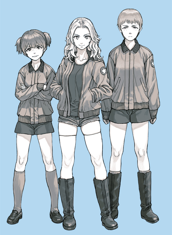 kay, alisa, and naomi (girls und panzer) drawn by gufu_(guffuumu)
