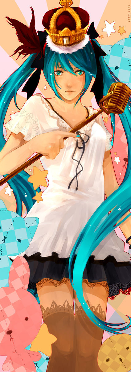 hatsune miku (vocaloid and 1 more) drawn by alexiussana