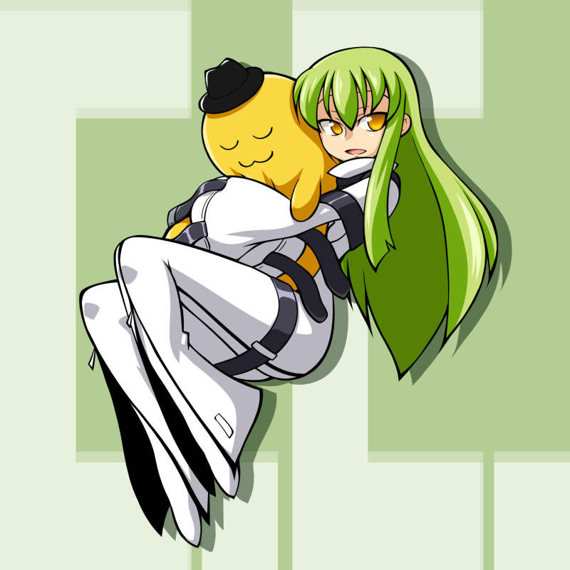 c.c. and cheese-kun (code geass and 1 more) drawn by chiki_(chikibw)