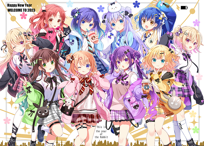 kafuu chino, hoto cocoa, kirima syaro, tippy, tedeza rize, and 6 more (gochuumon wa usagi desu ka?) drawn by koi_(koisan)