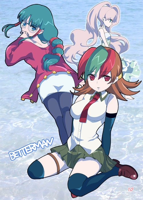 sai hinoki, akamatsu sakura, and miyako asami (betterman) drawn by takayama_mizuki