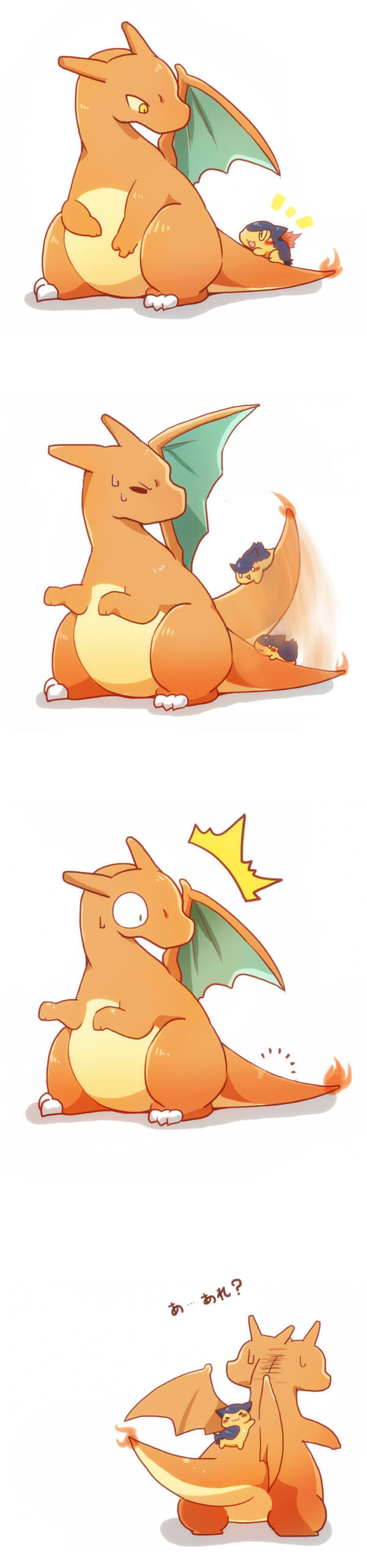 charizard and typhlosion (pokemon) drawn by azuma_minatsu