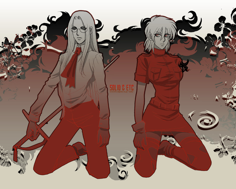 seras victoria and integra hellsing (hellsing) drawn by toshimichi_yukari