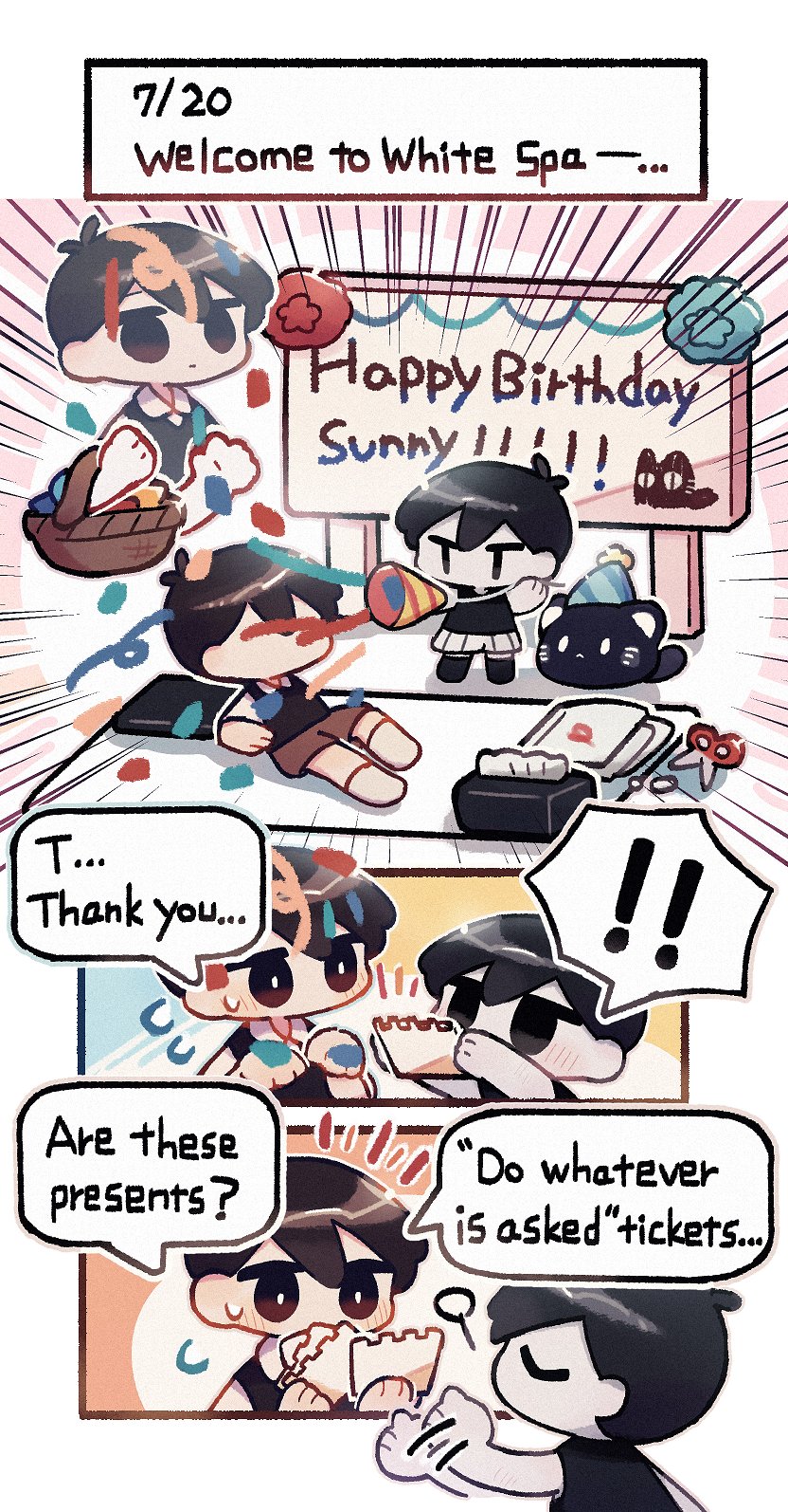 sunny, omori, and mewo (omori) drawn by wakame_(vhai26uhykmqb9k)