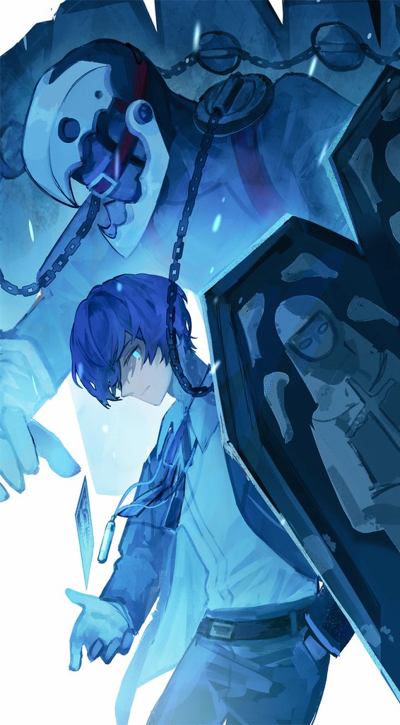yuuki makoto and thanatos (persona and 2 more) drawn by haru_(haru-n)