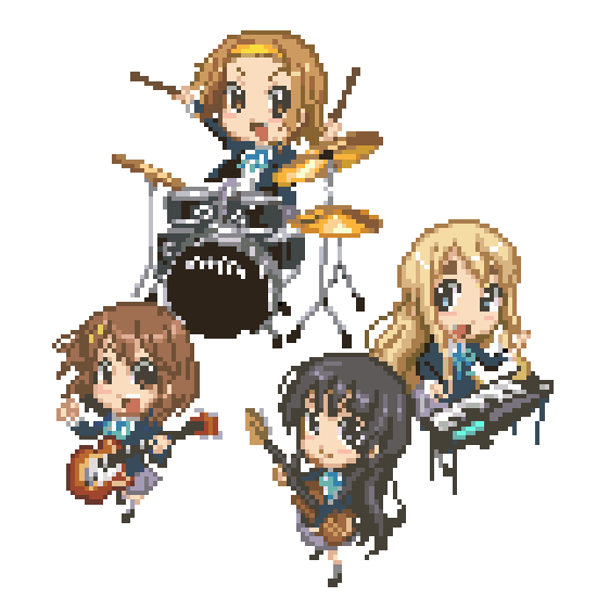 akiyama mio, hirasawa yui, tainaka ritsu, and kotobuki tsumugi (k-on!) drawn by bou_(artist)