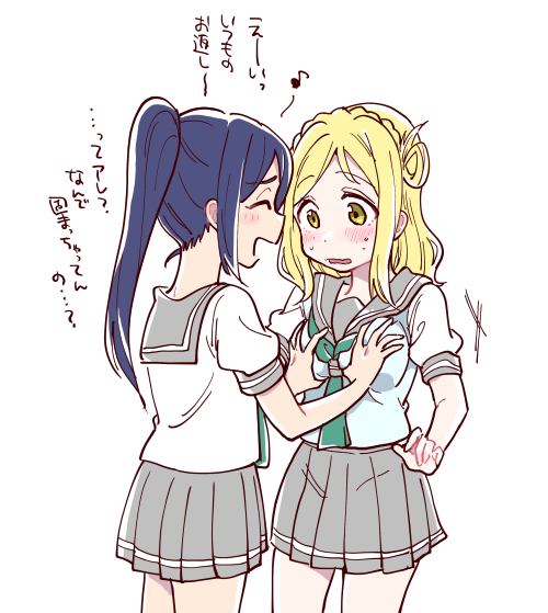 matsuura kanan and ohara mari (love live! and 1 more) drawn by tamifull