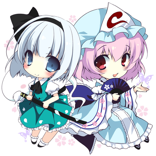 konpaku youmu and saigyouji yuyuko (touhou) drawn by ayase_hazuki