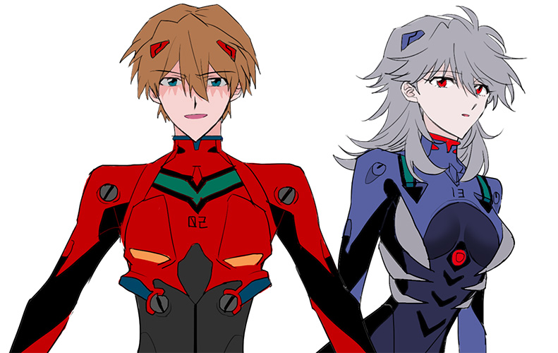 souryuu asuka langley and nagisa kaworu (neon genesis evangelion and 2 more) drawn by samismsm