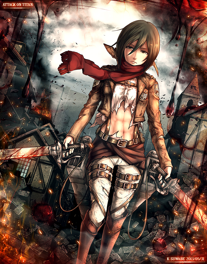 mikasa ackerman (shingeki no kyojin) drawn by k-suwabe