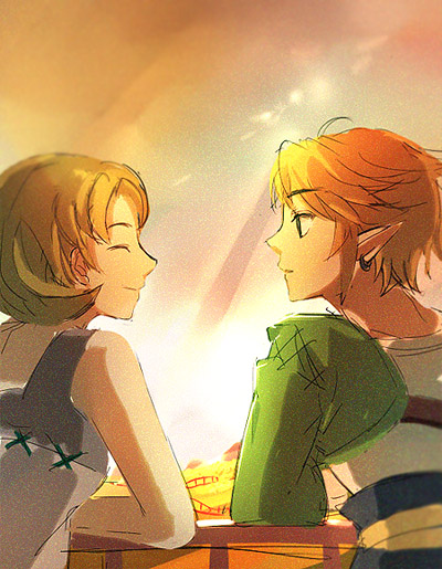 link and ilia (the legend of zelda and 1 more) drawn by muse_(rainforest)
