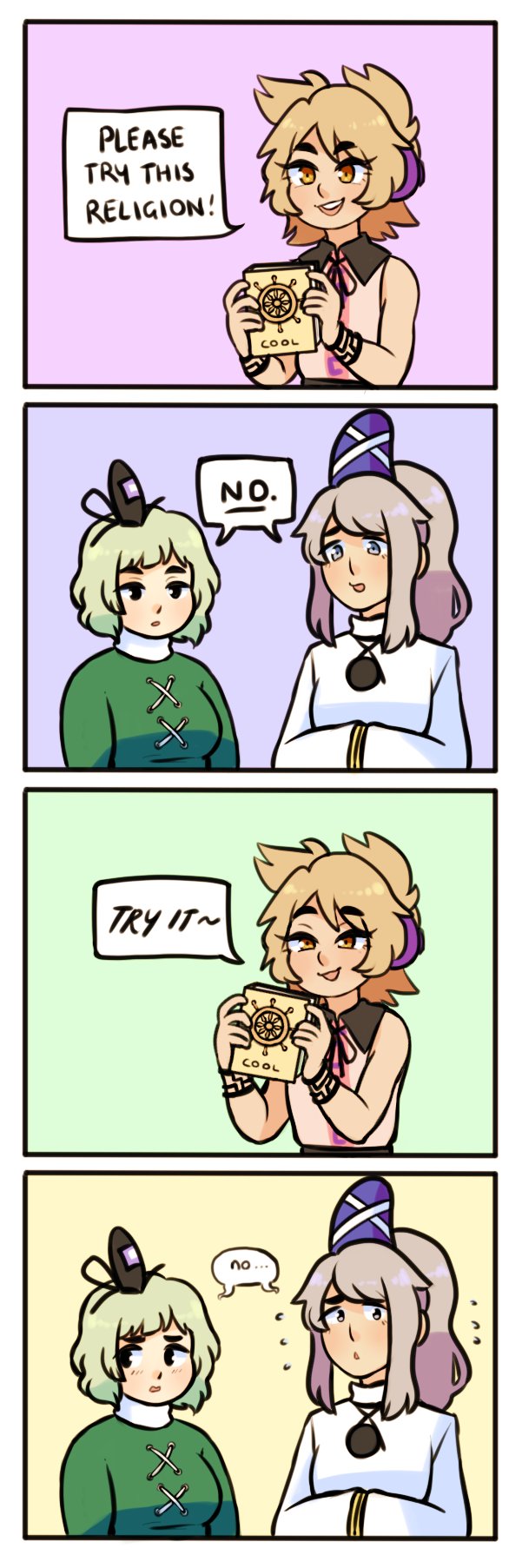 toyosatomimi no miko, mononobe no futo, and soga no tojiko (touhou and 1 more) drawn by sunder_(sundraws)