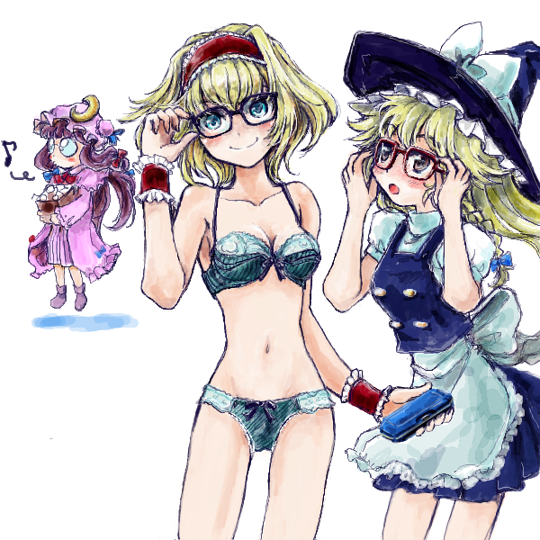 kirisame marisa, alice margatroid, and patchouli knowledge (touhou) drawn by nanashii_(soregasisan)