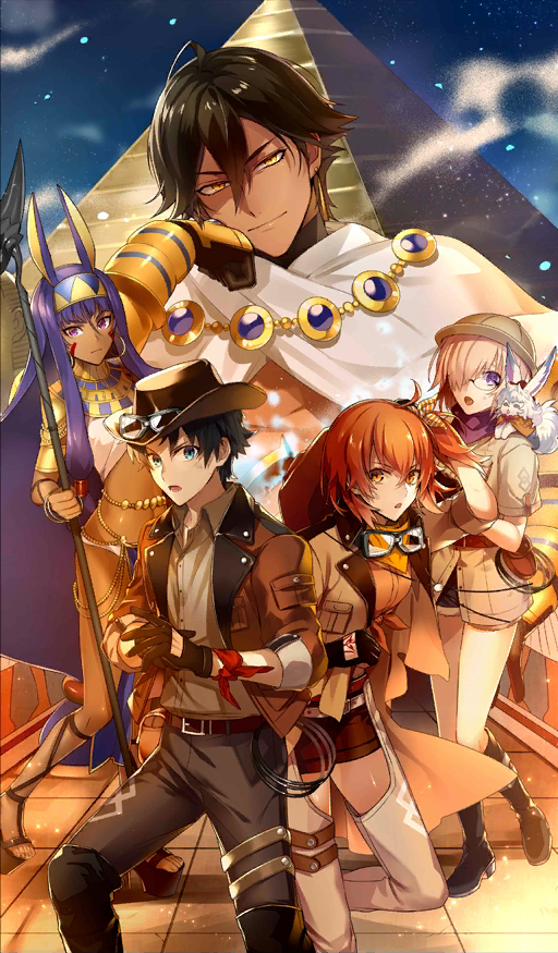 mash kyrielight, fujimaru ritsuka, nitocris, fou, and ozymandias (fate and 1 more) drawn by nitaka_(fujikichi)