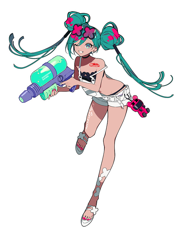 hatsune miku and racing miku (vocaloid and 1 more) drawn by mochizuki_kei