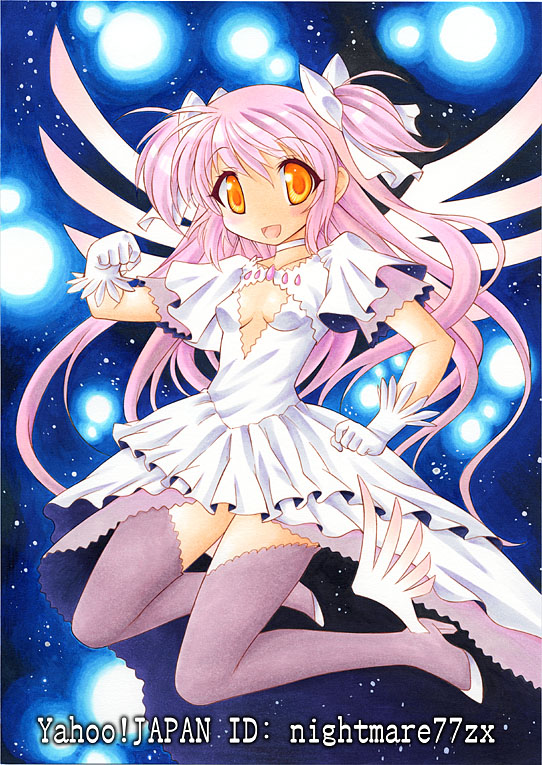 kaname madoka and ultimate madoka (mahou shoujo madoka magica) drawn by nightmare77zx
