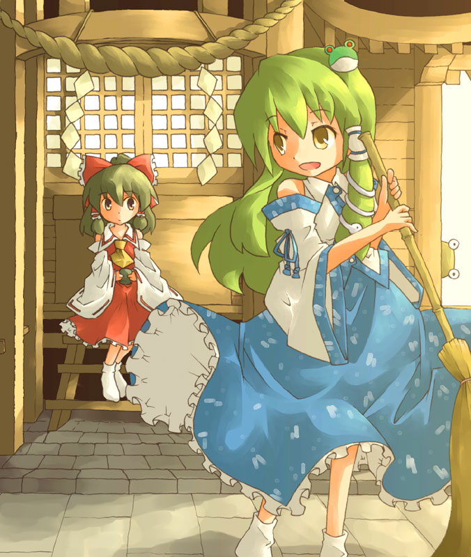 hakurei reimu, kochiya sanae, and moriya suwako (touhou) drawn by harada_(sansei_rain)