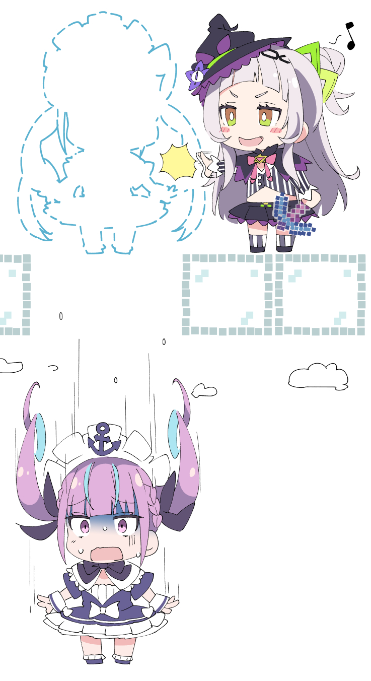 minato aqua and murasaki shion (hololive and 1 more) drawn by ixy