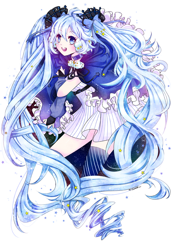 hatsune miku and fuyu no yoru miku (vocaloid) drawn by daiyaku