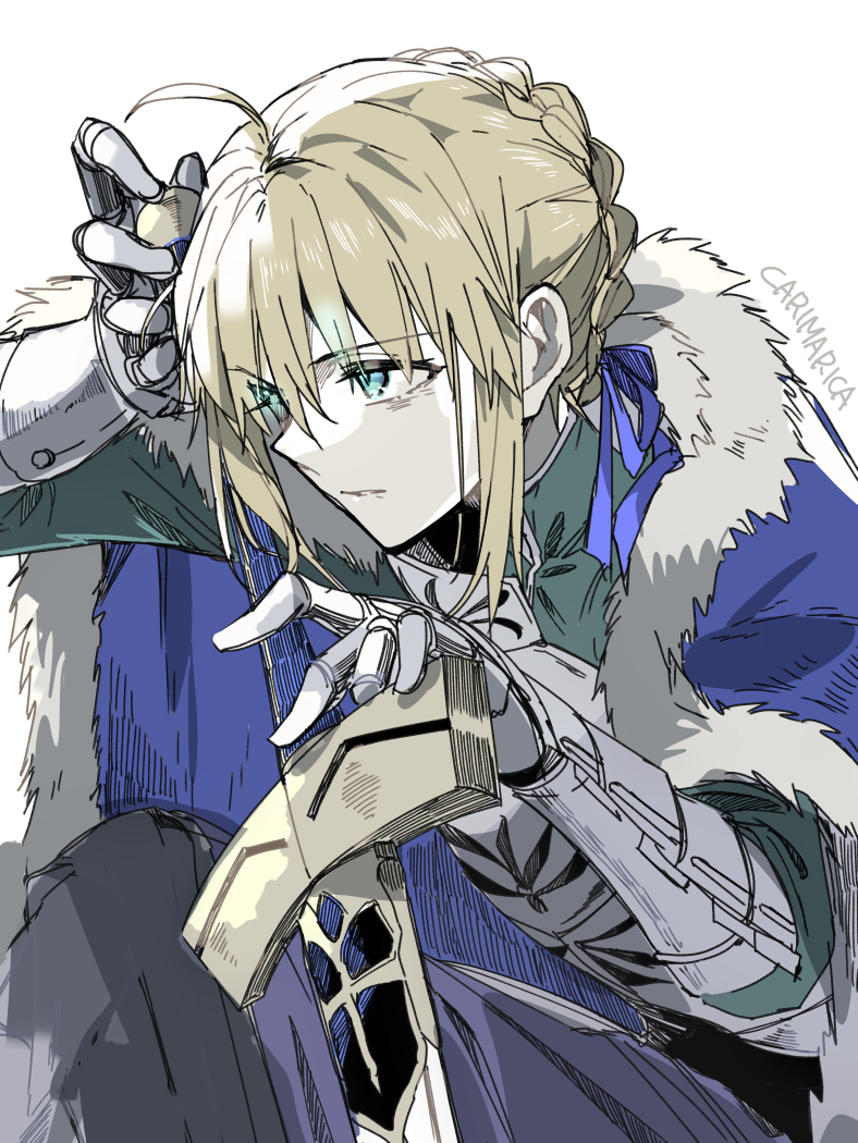 artoria pendragon and saber (fate and 1 more) drawn by carimarica