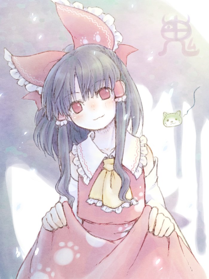 hakurei reimu and otter spirit (touhou) drawn by karioda