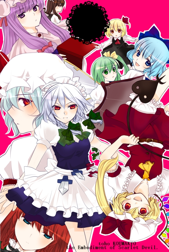 remilia scarlet, flandre scarlet, izayoi sakuya, cirno, patchouli knowledge, and 4 more (touhou and 1 more) drawn by n-mix