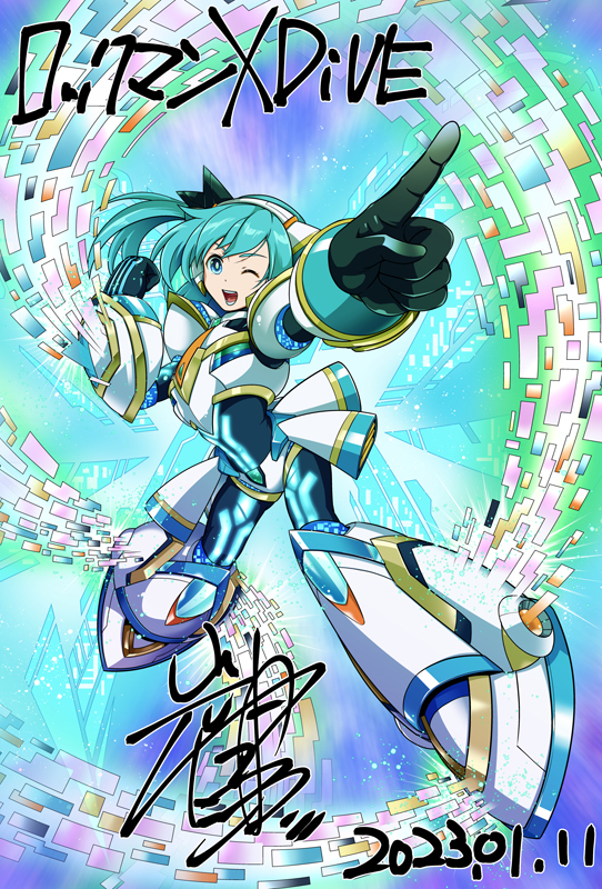 rico and dive armor rico (mega man and 2 more) drawn by werou