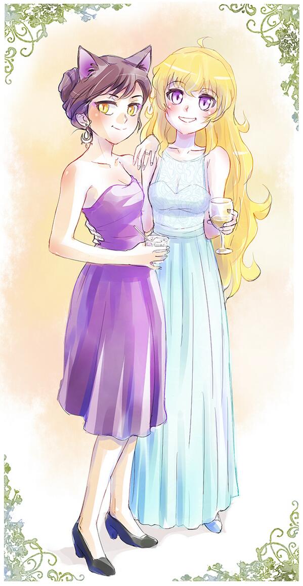 yang xiao long and blake belladonna (rwby) drawn by iesupa