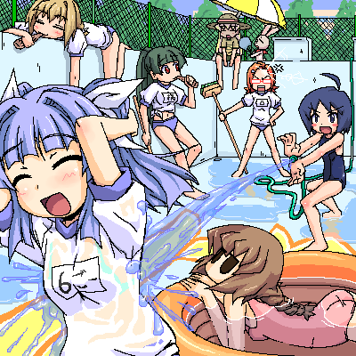 rebecca miyamoto, katagiri himeko, tachibana rei, mesousa, suzuki sayaka, and 3 more (pani poni dash!) drawn by k10k