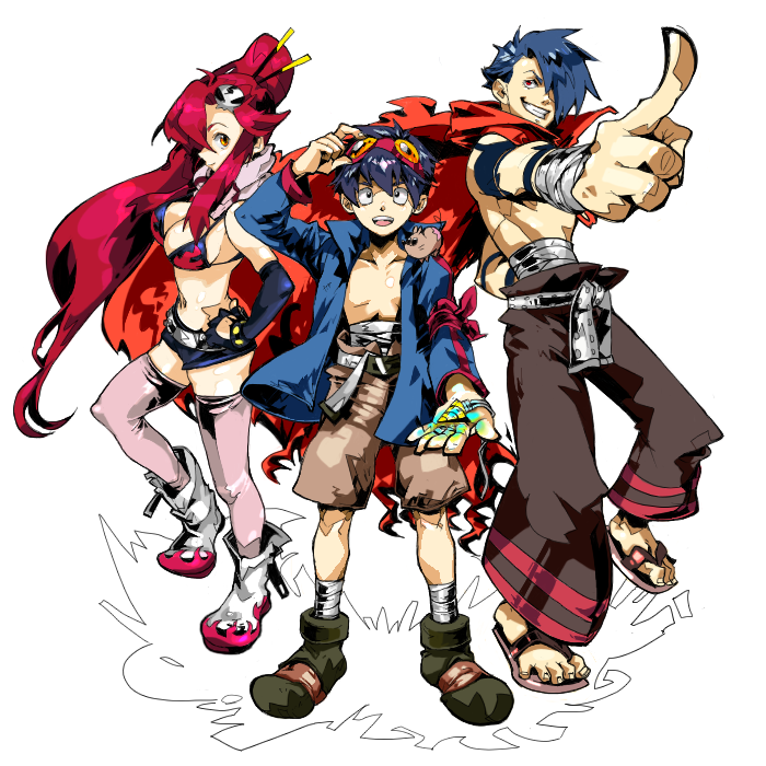 yoko littner, simon, and kamina (tengen toppa gurren lagann) drawn by roe_(d-c_-b)