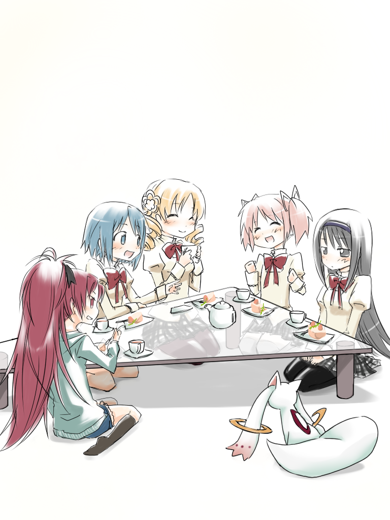 akemi homura, kaname madoka, miki sayaka, sakura kyoko, tomoe mami, and 1 more (mahou shoujo madoka magica) drawn by hana_azuki