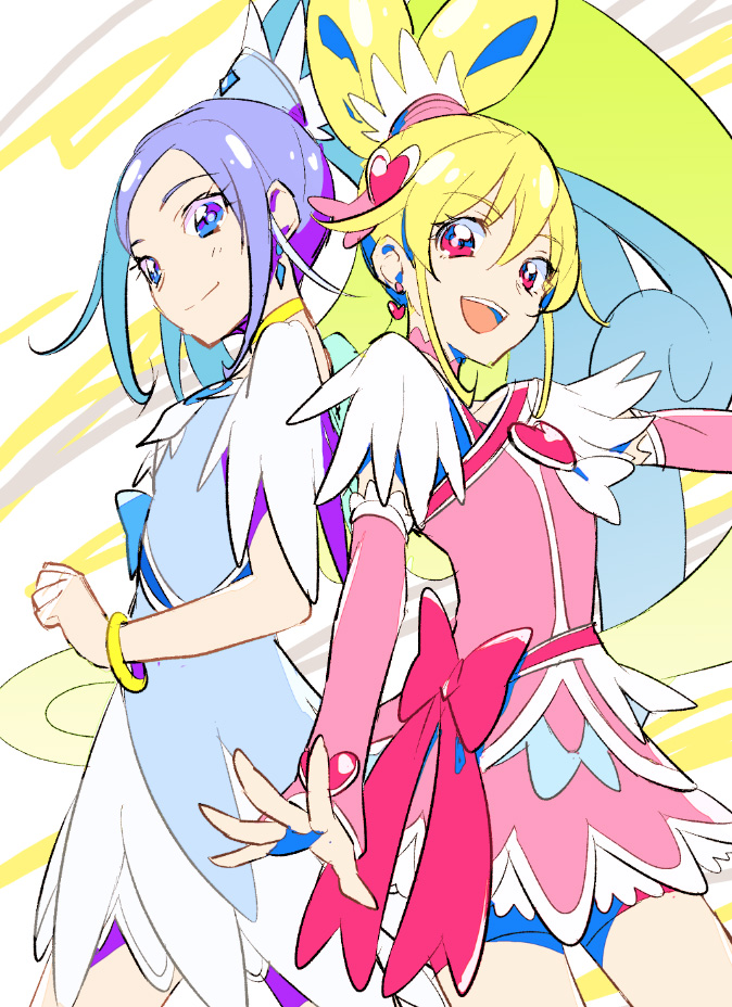 hishikawa rikka, aida mana, cure heart, and cure diamond (precure and 1 more) drawn by kurochiroko
