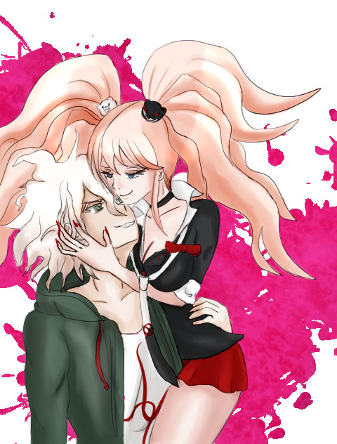 komaeda nagito and enoshima junko (danganronpa and 1 more) drawn by june183