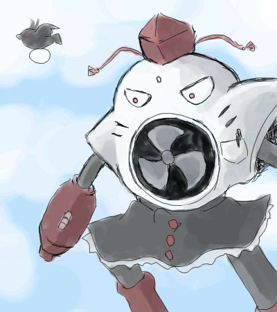 shameimaru aya and air man (touhou and 2 more) drawn by 216