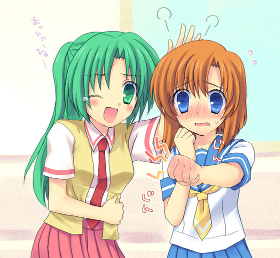 ryuuguu rena and sonozaki mion (higurashi no naku koro ni) drawn by fuyuichi