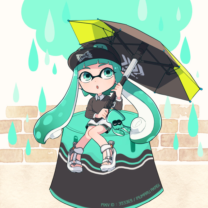 inkling player character and inkling girl (splatoon and 1 more) drawn by inumaru_akagi