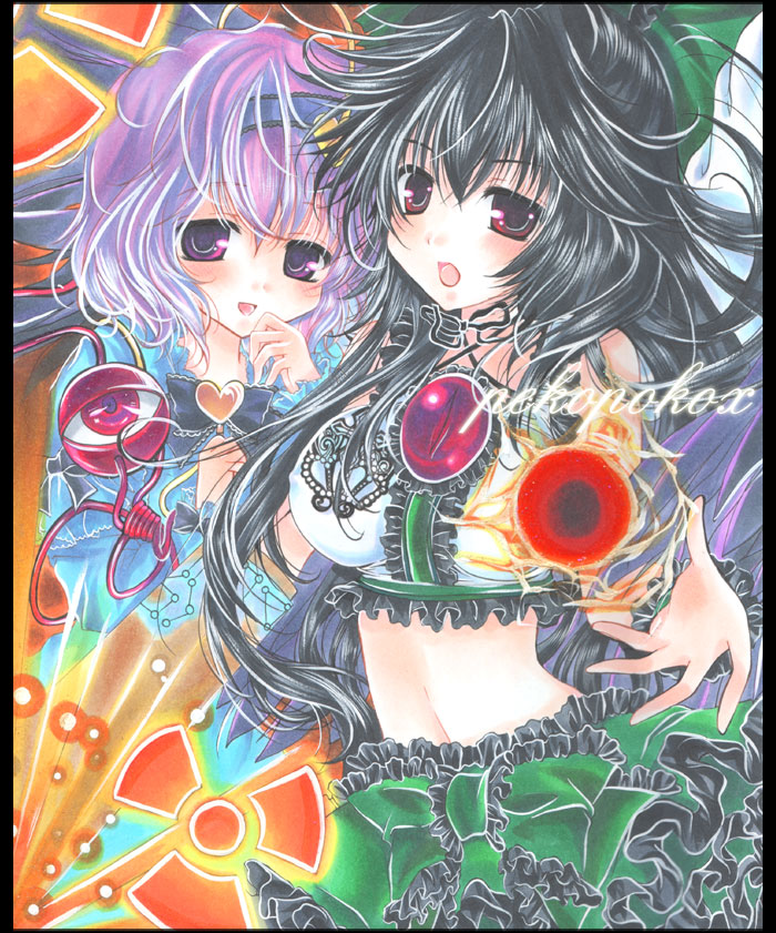 komeiji satori and reiuji utsuho (touhou) drawn by pekopokox
