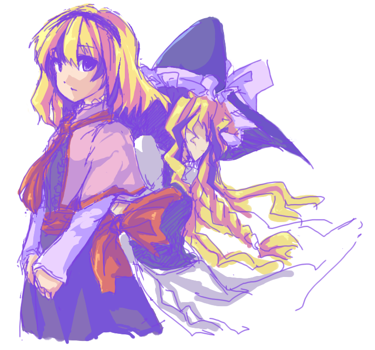 kirisame marisa and alice margatroid (touhou) drawn by saiste