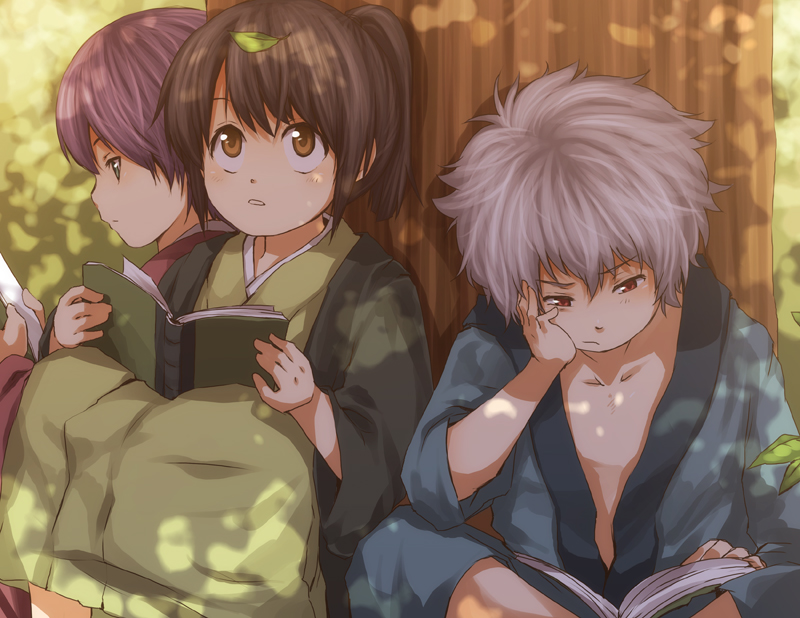 sakata gintoki, takasugi shinsuke, and katsura kotarou (gintama) drawn by nuriko-kun
