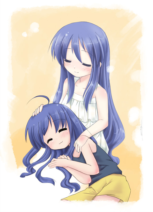 izumi konata and izumi kanata (lucky star) drawn by niiya