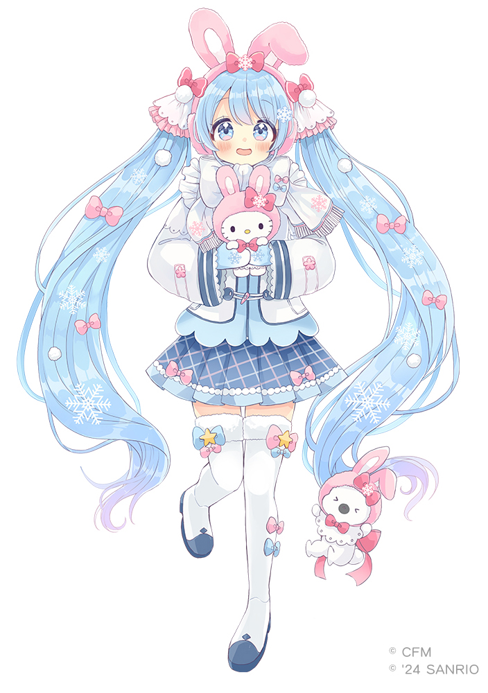 hatsune miku, yuki miku, hello kitty, and rabbit yukine (vocaloid and 2 more) drawn by sakura_oriko