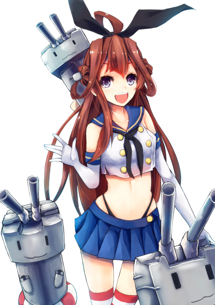 shimakaze, kongou, and rensouhou-chan (kantai collection) drawn by konkito