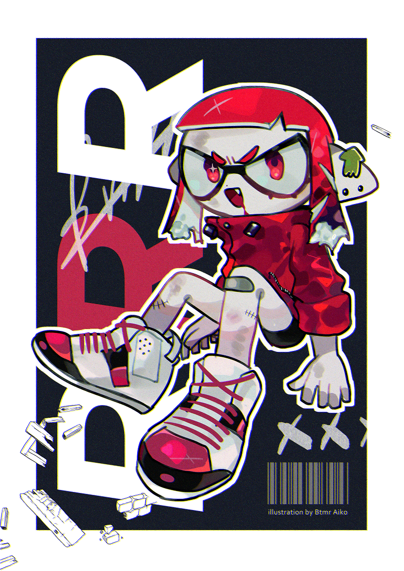 inkling player character and inkling girl (splatoon) drawn by btmr_game