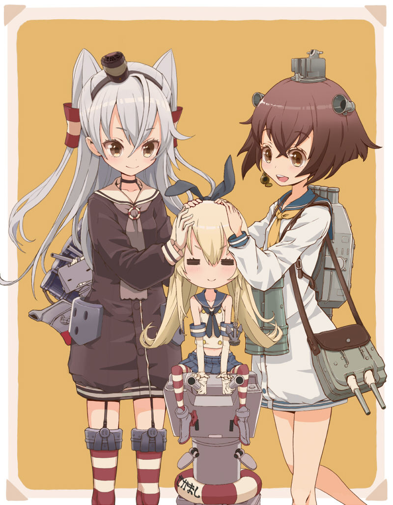 shimakaze, amatsukaze, yukikaze, and rensouhou-chan (kantai collection) drawn by pureji_oshou