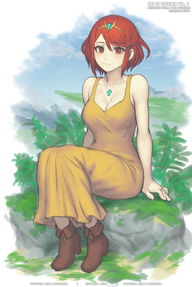 pyra (xenoblade chronicles and 1 more) drawn by gofelem