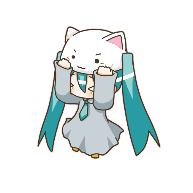 hatsune miku and chibi miku (vocaloid and 1 more) drawn by minami_(colorful_palette)