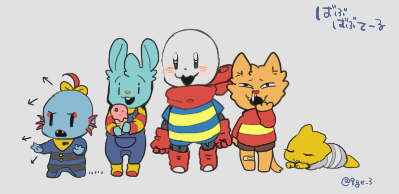 undyne, papyrus, alphys, burgerpants, and nice cream guy (undertale) drawn by namako_(akisamesyuuta)